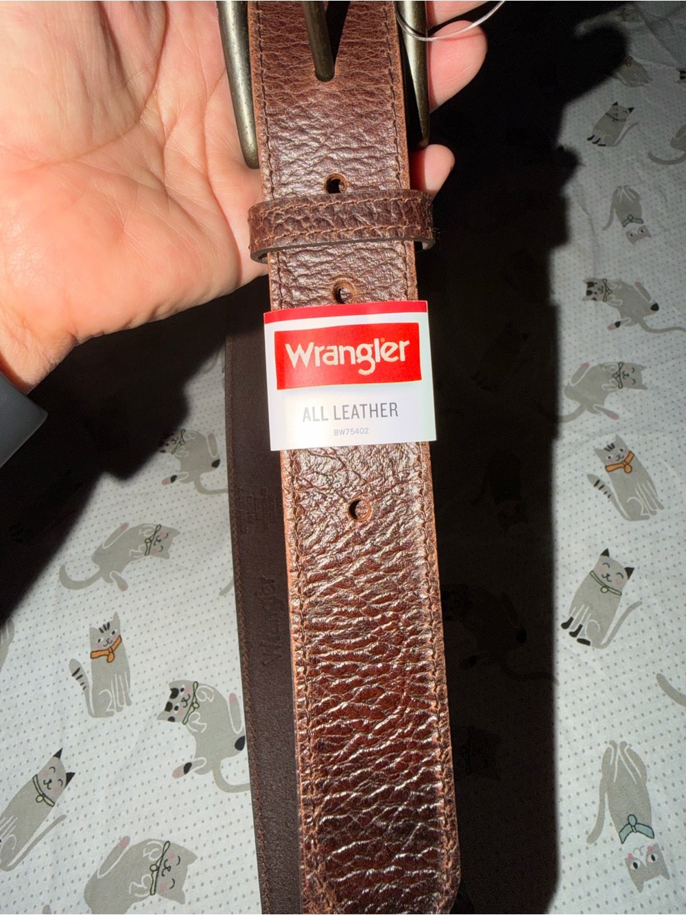 Wrangler Brown Textured Leather Belt with Classic Buckle